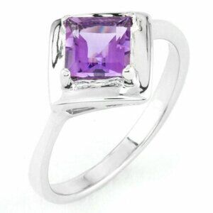 Unheated Natural 6mm African Amethyst Single Gem In Silver 925 Ring Size 8